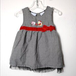 VTG Winnie the Pooh Piglet Houndstooth Christmas Jumper Girls 18M Walt Disney